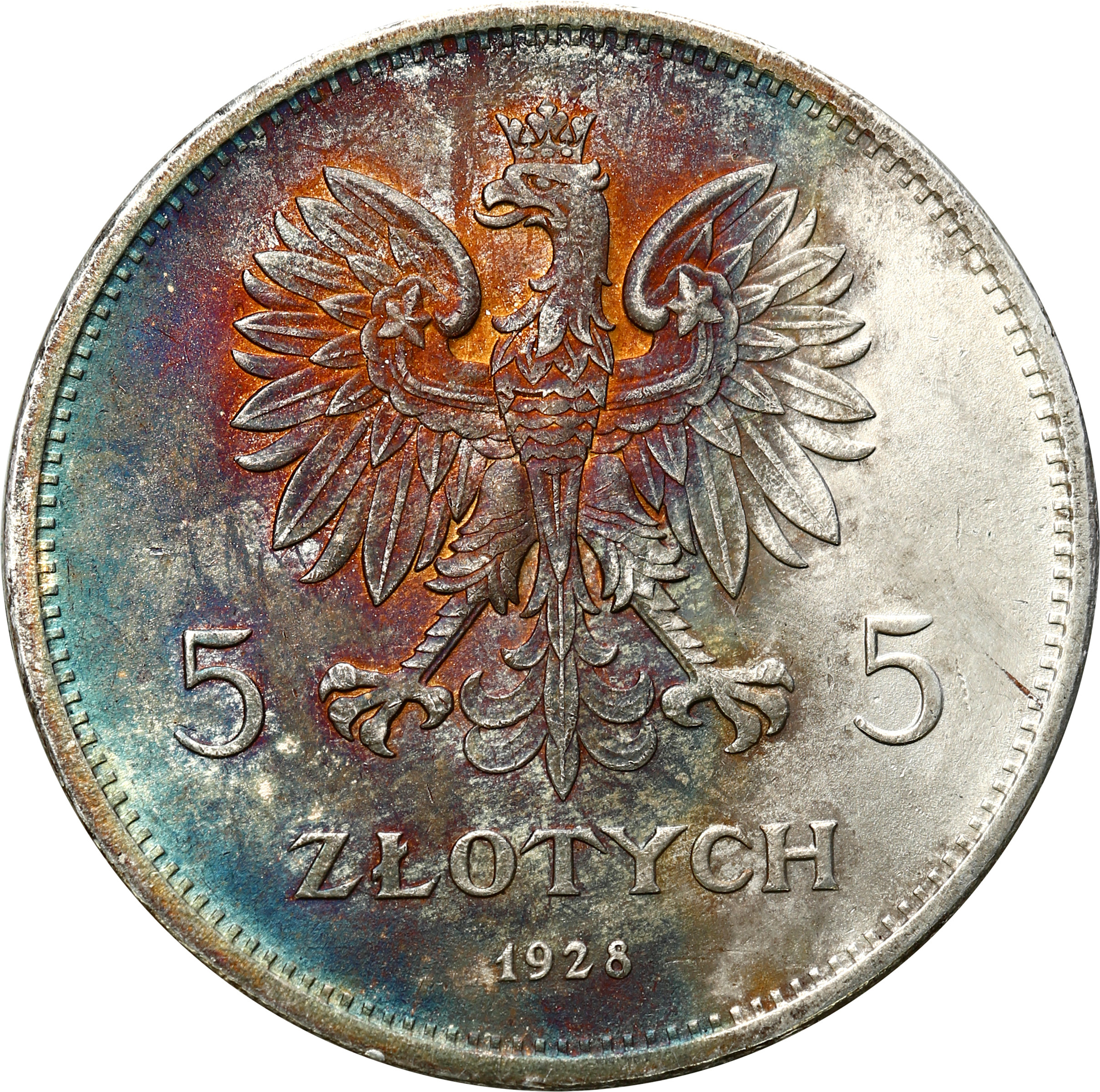 II RP. 5 złotych 1928 Nike (ze znakiem) - PIĘKNA